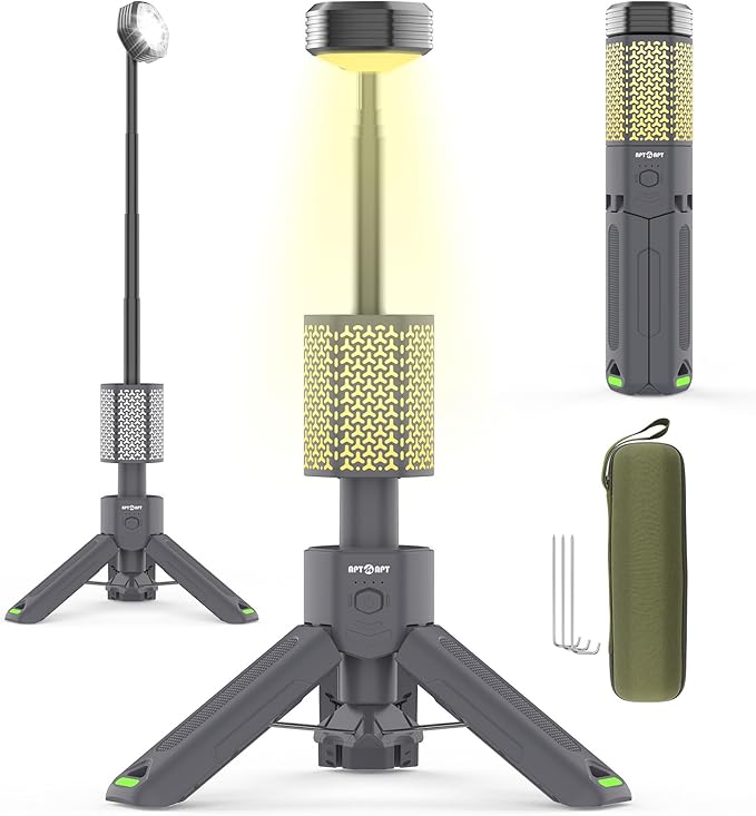 Camping Light Telescopic Camp Lantern Rechargeable 10500mAh Battery Built-in Magnetic Camp Lamp for Emergency, Camping, Hiking (Gray)