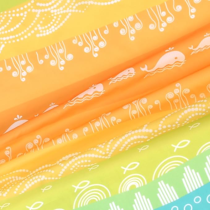Beach Blanket Waterproof Sandproof, Picnic Blankets with Stakes and Sand Pockets, Lightweight Quick Drying, Large Portable Beach Mat Vacation Essentials for Outdoors, Camping, Trips-Green Sea Waves