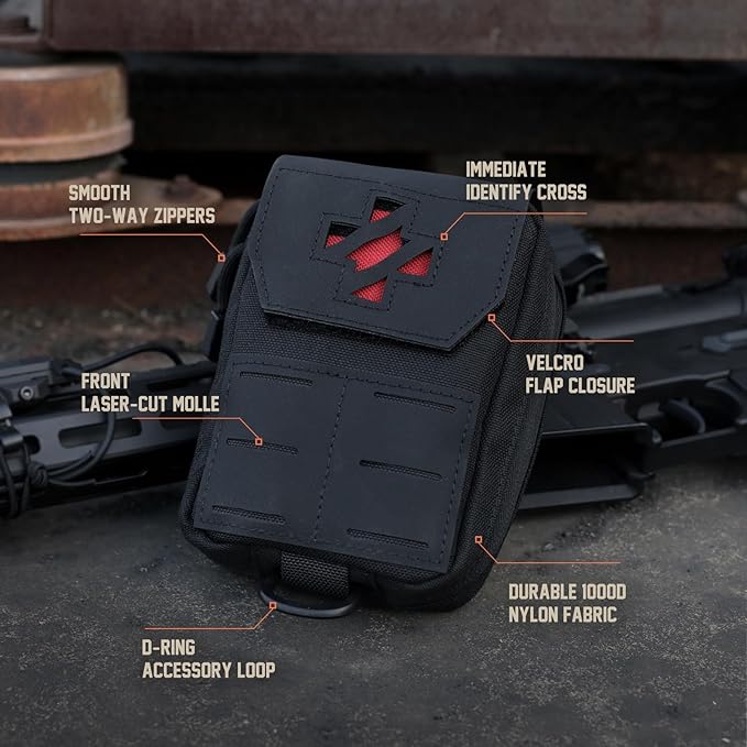 WYNEX Molle IFAK First Aid Pouch, Tactical Medical Trauma Pouch MED EMT Belt Pouch Small Portable Utility Emergency Survival Pack with Immediate Identify Cross for Belt Vest