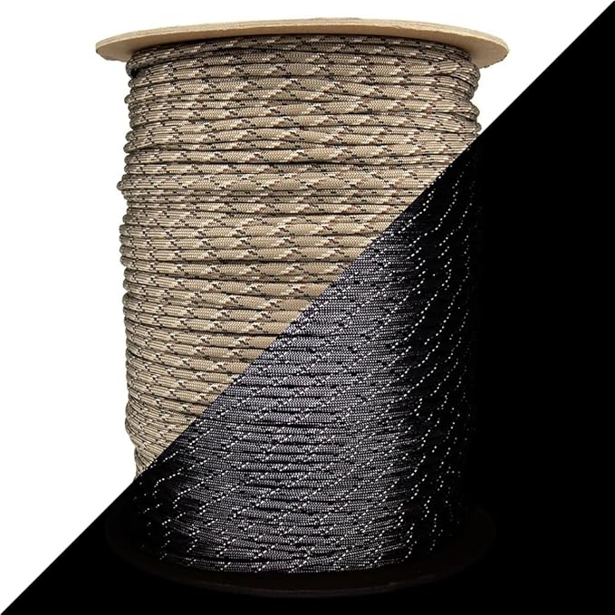 Reflective 550lb Paracord – 7 Strand Type III Nylon Parachute Cord for Hiking, Camping, and Fishing – 30+ Colors and 6 Length Options