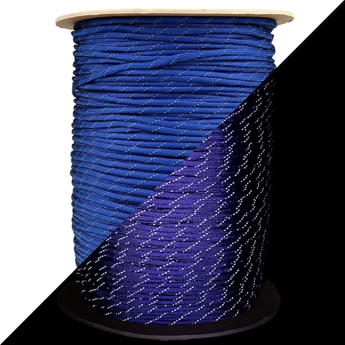 Reflective 550lb Paracord – 7 Strand Type III Nylon Parachute Cord for Hiking, Camping, and Fishing – 30+ Colors and 6 Length Options