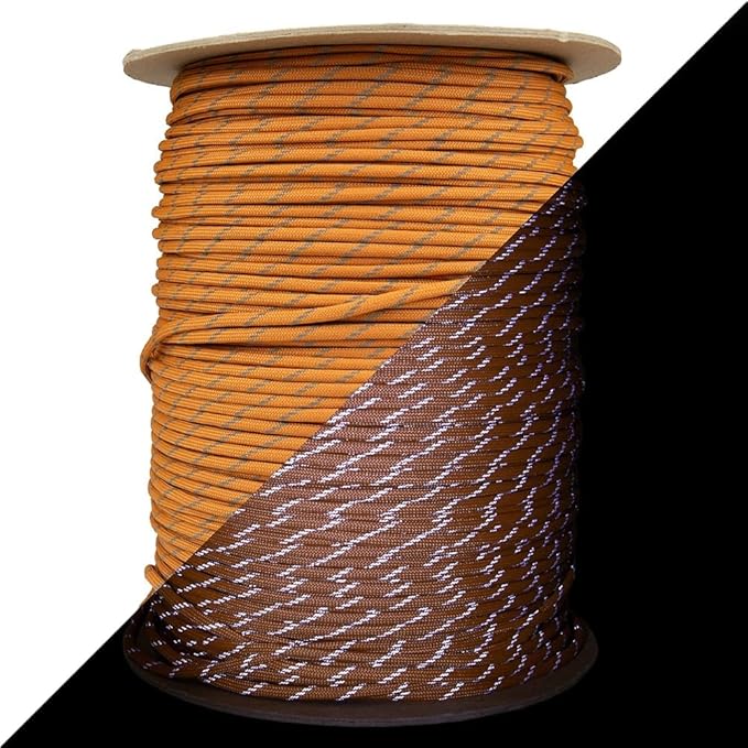Reflective 550lb Paracord – 7 Strand Type III Nylon Parachute Cord for Hiking, Camping, and Fishing – 30+ Colors and 6 Length Options