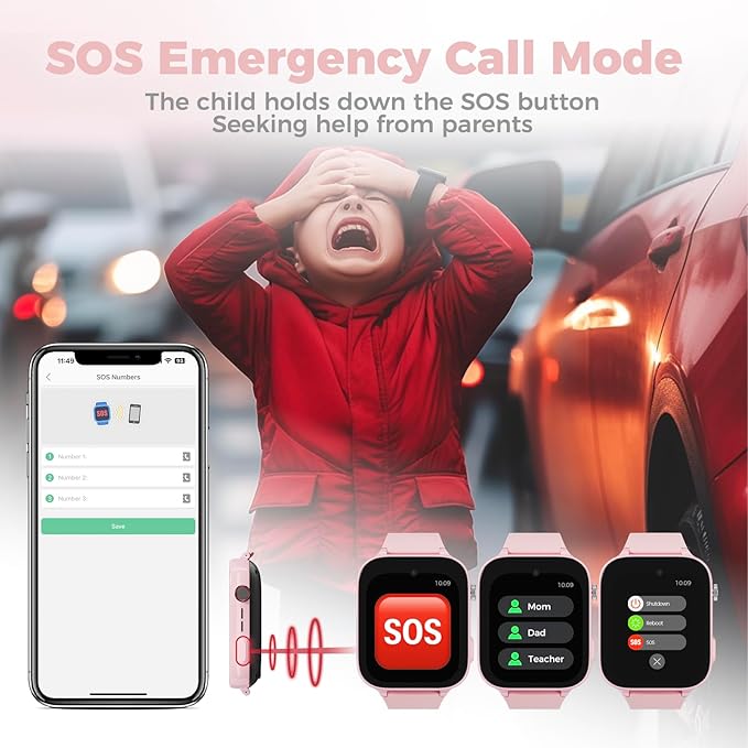 4G Kids Watch, Smart Watch for Kids GPS Tracker with SIM Card, Texting, Camera, Two-Way Calling, School Mode, SOS, Games, Best for Kids Aged 3-12, Ideal Gift for Kids