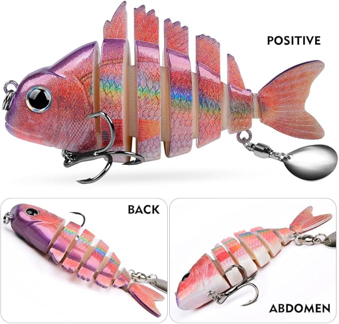 Crankbait Fishing Lure Pike Muskie Lures Lifelike Multi Jointed Swimbait Segement Hard Minnow Bait Treble Hook