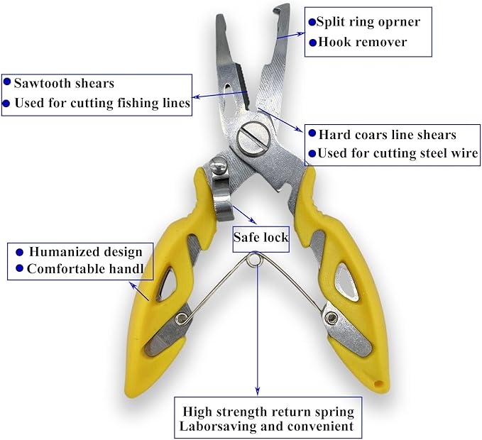 Pack of 201pcs Fishing Stainless Steel Split Rings 5 Sizes and Plier Set, Split Ring Capable of withstanding Large tensile Force and Fishing Plier Tool Kit for Saltwater Fishing Lure Connectors…