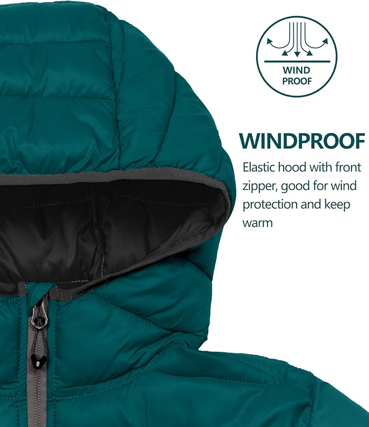 Little Donkey Andy Women's Packable Lightweight Puffer Jacket Hooded Windproof Winter Coat with Recycled Insulation