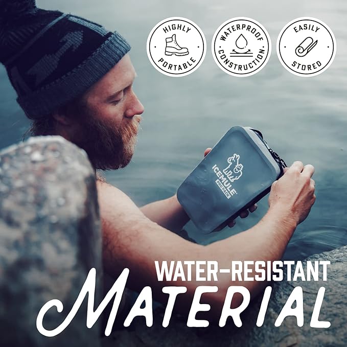 ICEMULE Pro Accessory Storage Pouch – Water Resistant, Travel Sized, Camping Accessory Storage Pouch and Dry Bag, Perfect for Hiking, Camping, and Beach-Going, Grey