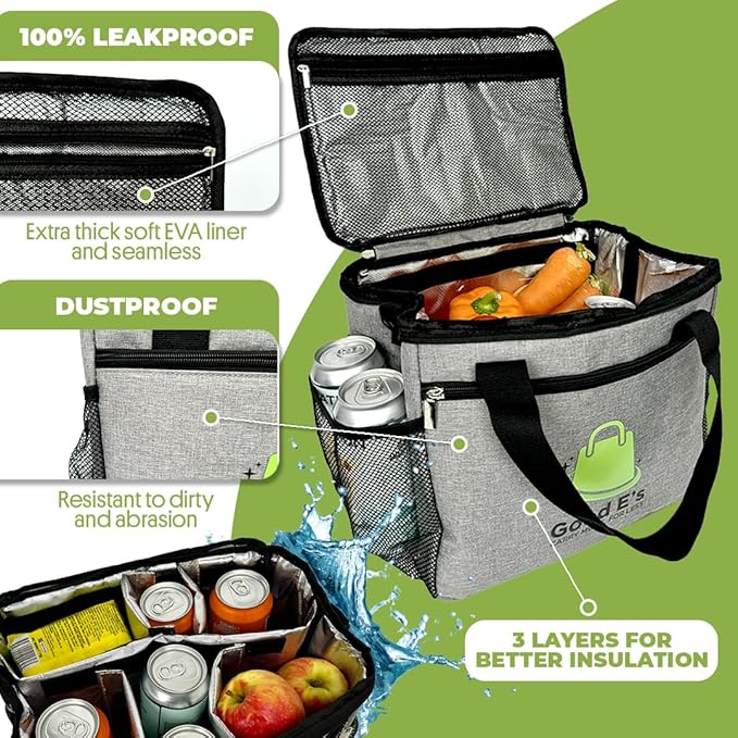 Good Eβs Reusable 6 Cups Insulated Beverage Bag, Portable Cooler Tote with 5 Divider, Shoulder Strap & Side Pockets, Drink Caddy Cup Holder Carrier for Delivery Travel, Insulated Picnic Bag (6 Cups)