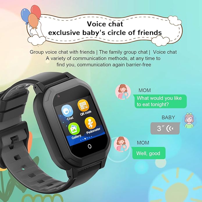 Wonlex GPS Smart Watch for Kids, 4G Smartwatch with SIM Card, 1.4" Phone Watch with Video Calls, Voice Chat, SOS, Camera, Pedometer, Alarm, Games for Boys Girls Aged 3-12 Years Old