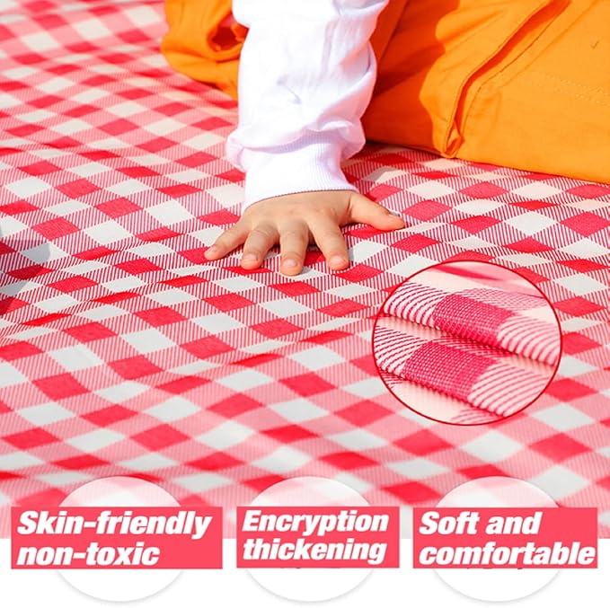 Lchkrep Picnic Blanket Beach Blankets 80"x60" Large Sandproof Waterproof Camping Portable Travel Blanket Play Mat for Outdoor Indoor Family Beach Park Grass,Hiking, Music Festival (Red)