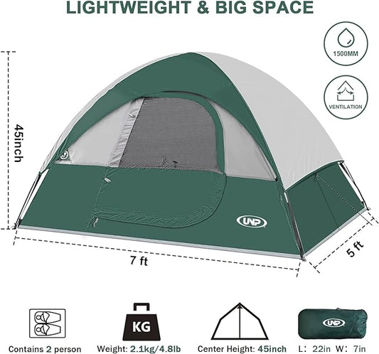 Camping Tent 2 Person, Waterproof Windproof Tent with Rainfly Easy Set up-Portable Dome Tents for Camping…