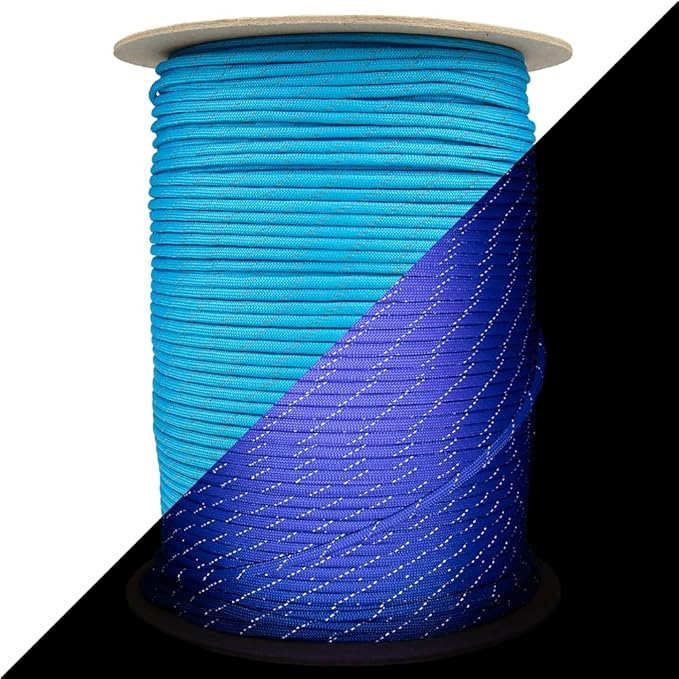 Reflective 550lb Paracord – 7 Strand Type III Nylon Parachute Cord for Hiking, Camping, and Fishing – 30+ Colors and 6 Length Options
