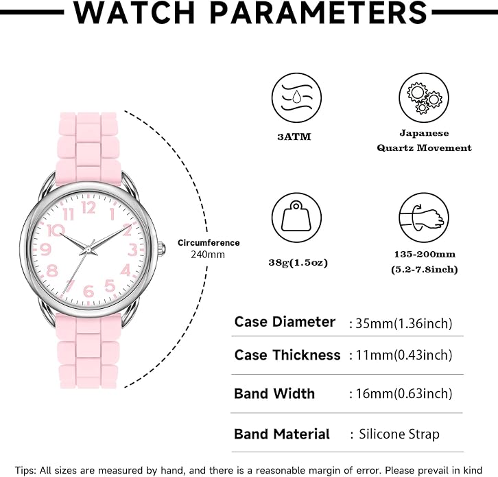 35MM Women's Watch Big Face Easy Reader Water Proof