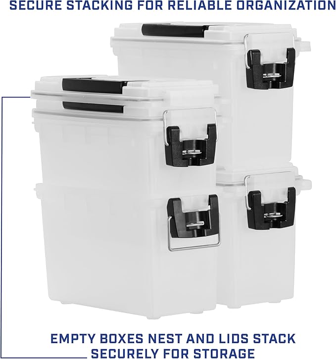 Sheffield 12635 Ammo Storage Box, Stackable .30 Cal Field Boxes, Water and Dust Resistant, Lockable Storage Box with Handle, Secures Hunting Gear, Supplies, and Bullets, Made in USA, Frost, 1-Pack