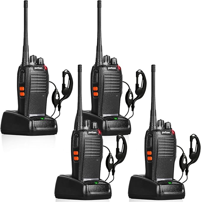777S walkie talkies Long Range for Adults Rechargeable with Earpieces and Li-ion Battery,Two Way radios has VOX/TOT/Emergency Alarm/Battery Low Alert/Flashlight/Scan Function(4 Pack)