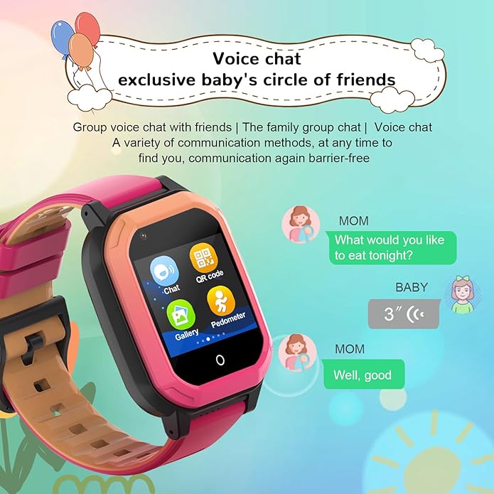 Wonlex GPS Smart Watch for Kids, 4G Smartwatch with SIM Card, 1.4" Phone Watch with Video Calls, Voice Chat, SOS, Camera, Pedometer, Alarm, Games for Boys Girls Aged 3-12 Years Old