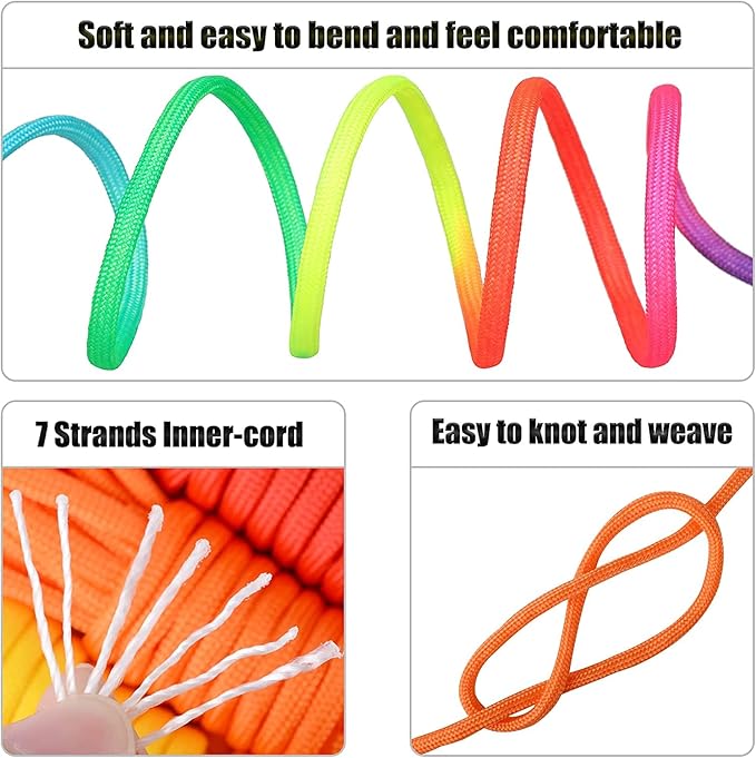 MONOBIN Paracord Combo Kit - 36 Colors, Multifunction Ropes & Accessories for Crafts