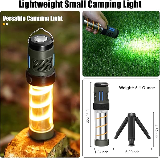 ๐๐ธ๐ผ๐บ๐พ๐ฒ๐ฝ๐ธ ๐ก๐ฎ๐น๐ฎ๐ต๐ต๐ฎ๐ท๐ฝ,Buzz Defense Portable, Rechargeable Flashlight&Lantern Camping Lights with Dual-Heating,Magnetic Design, Buzz Repel Lantern Light for Patio Camping, 6 Refills