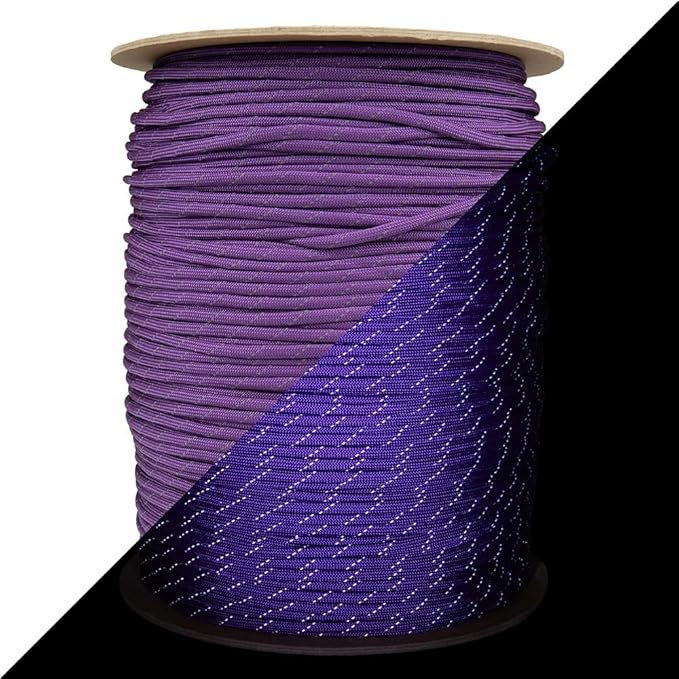 Reflective 550lb Paracord – 7 Strand Type III Nylon Parachute Cord for Hiking, Camping, and Fishing – 30+ Colors and 6 Length Options