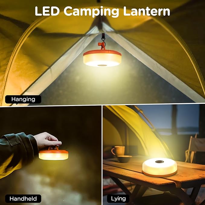 OGERY Camping String Lights, 4 in 1 Quick Storage 32.8FT Rechargeable Tent Lights String with 8 Lighting Modes, Hanging Waterproof Portable LED Lamp for Outdoor Patio Awning Garden Party Essentials