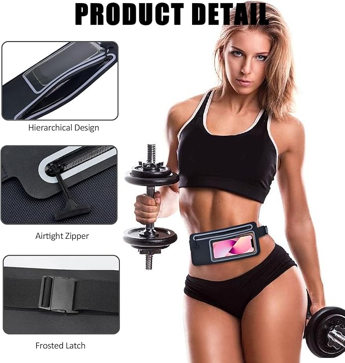 Waterproof Fanny Pack for Men Women Running Belt Bag Swimming Kayaking Boating Beach Water Sport Travel Kids Cell Phone Pouch,Workout Exercise Small GYM Waist Bag,Slim Hiking Waist Pack Black