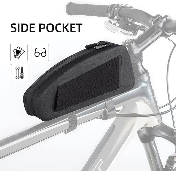 ROCKBROS Top Tube Bike Frame Bag - Waterproof, Two Zipper Pockets, Pouch for Bicycles