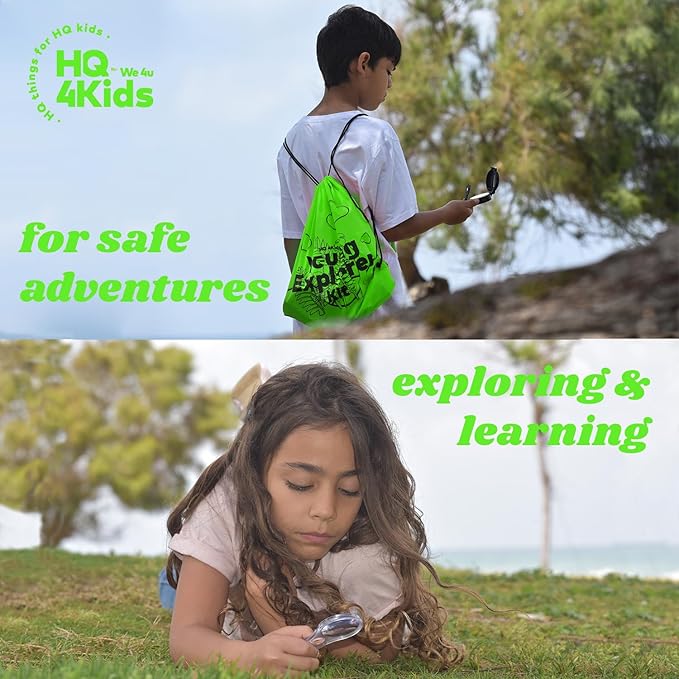 Outdoor Adventure Kit for Kids: Binoculars, Compass, Magnifying Glass & Flashlight. 3-12 Year Old Boys & Girls