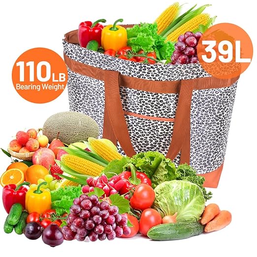 Insulated Reusable Tote Bag for Grocery Shopping for Women/Men, Pizza/Food Delivery Bag to Keep Food Cold/Hot for Uber Eats/Doordash/Grubub, Cooler bags for Travel/Beach/Picnic, Cow Print