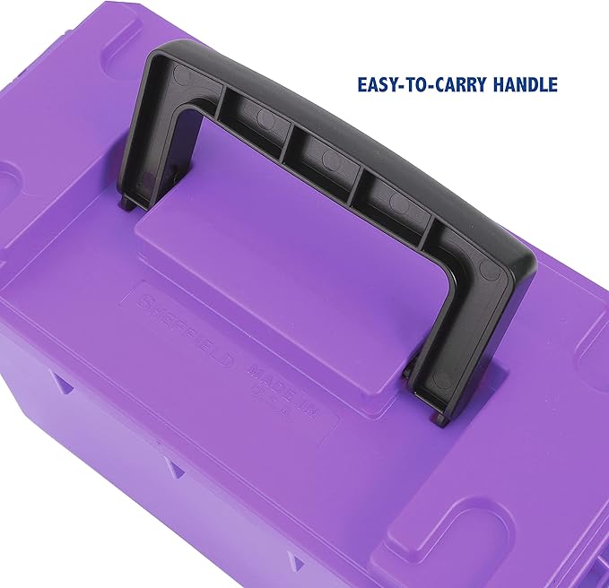 Sheffield 12632 Ammo Storage Box, Stackable .30 Cal Field Boxes, Water and Dust Resistant, Lockable Storage Box with Handle, Secures Hunting Gear, Supplies, and Bullets, Made in USA, Purple, 1-Pack