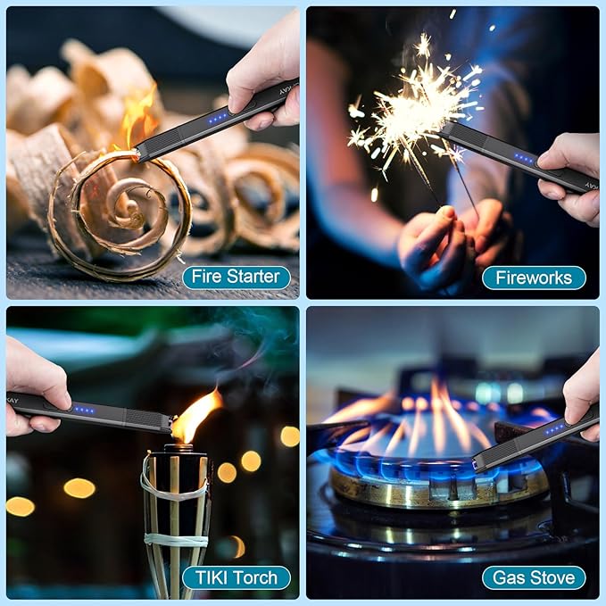 2 Pack Electric Candle Lighter Windproof Flameless USB Rechargeable Plasma Arc Long Lighter for BBQ Grill Firework Kitchen Camping.