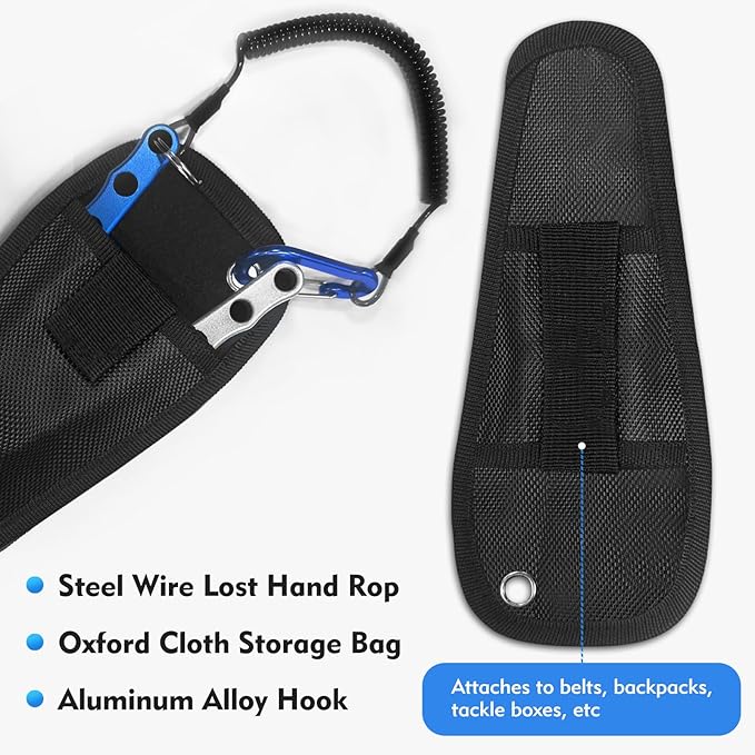Multifunction Fishing Pliers, Corrosion Resistant Fishing Pliers Saltwater, Aluminum Split Ring, Hook Remover with Sheath and Coiled Lanyard