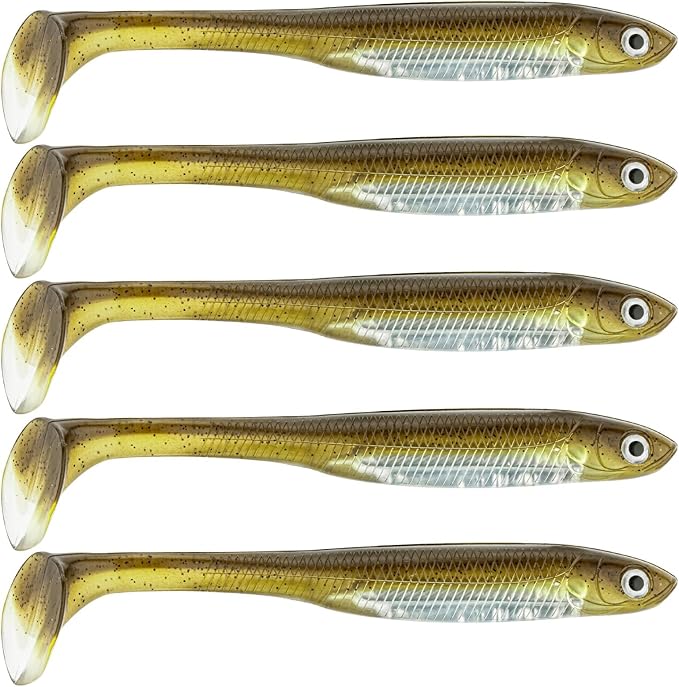 QualyQualy Soft Plastic Swimbait Paddle Tail Shad Lure Soft Bass Shad Bait Minnow Paddle Tail Swim Bait for Bass Trout Walleye Crappie - 2.75in, 3.14in, 3.94in, 5in