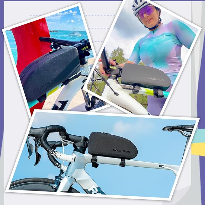 ROCKBROS Bike Top Tube Bag Bicycle Front Frame Bag Waterproof Bike Pouch Pack Bike Phone Bag Cycling Accessories Pouch for Mountain Road Bike Large