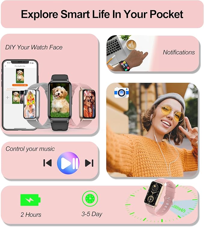 Smart Watch for Women, Fitness Tracker (Answer/Make Calls), with 1.47″ AMOLED Always-On Display, 24/7 Heart Rate, Sleep Tracking, 110+ Sport Modes, Custom watch faces, Compatible for Android Phone, A1