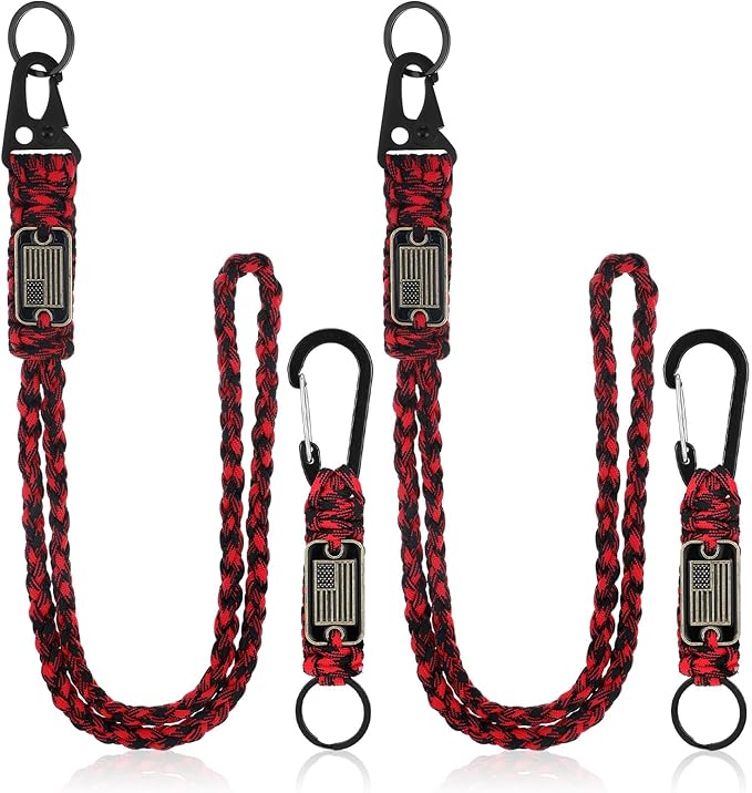 Frienda 2 Set Heavy Duty Paracord Lanyard Necklace Whistles Strap Braided 550 Keychain Lanyard for Outdoor Activities Camera