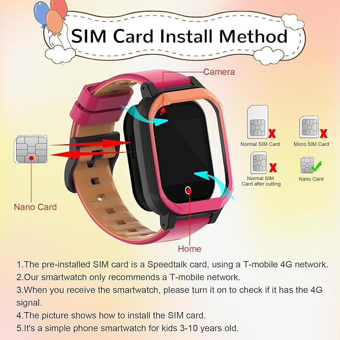 Wonlex GPS Smart Watch for Kids, 4G Smartwatch with SIM Card, 1.4" Phone Watch with Video Calls, Voice Chat, SOS, Camera, Pedometer, Alarm, Games for Boys Girls Aged 3-12 Years Old