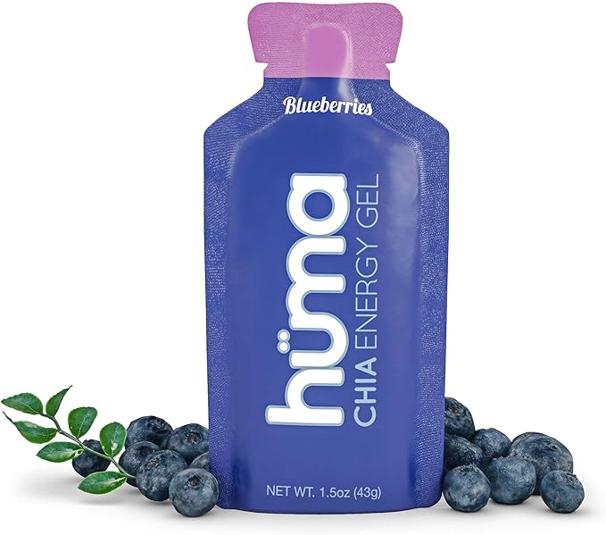 Huma Chia Energy Gel, Blueberries, 24 Gels - Premier Sports Nutrition for Endurance Exercise