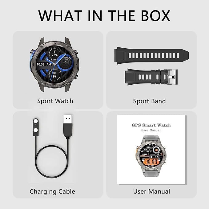 Military Smart Watch with Heart Rate Monitor/Compass/Flashlight/GPS, 1.43"AMOLED Smartwatch with 170+ Sport Modes,5ATM Waterproof Fitness Watch for Men & Women,Bluetooth Compatible iOS Android