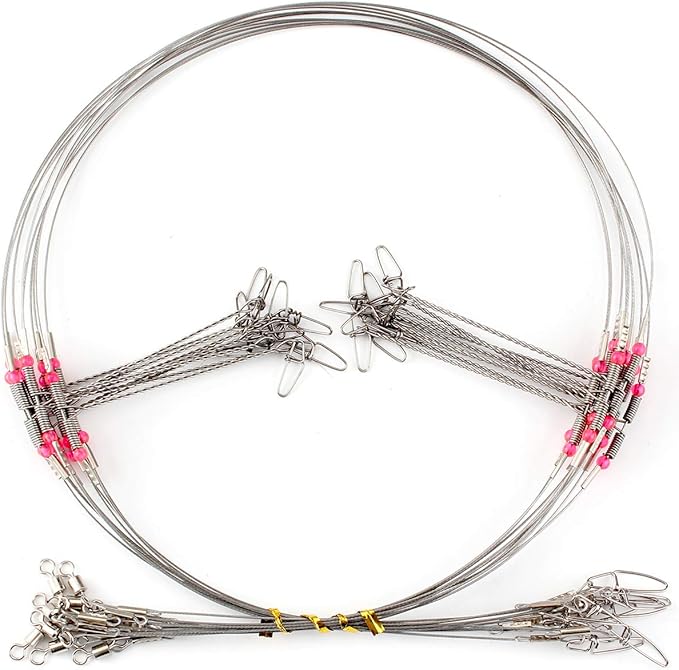 Fishing Leaders, Fish Line Stainless Steel Wire with Swivels Snap Connect Fishing Gear and Equipment Tackle Kit, for Lures Bait Rig Or Hooks, Fishing Gift