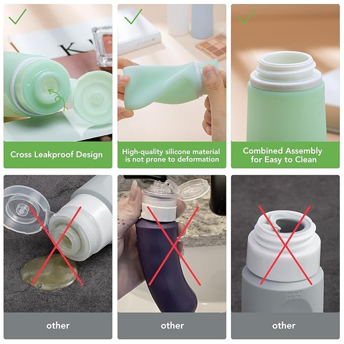 Valourgo 15 Pack Travel Bottles Set, TSA Approved Leak Proof Silicone Travel Containers jar for Toiletries, Shampoo, Lotion Body Washt,Perfume spray bottle,Travel Essentials toiletry Bottles