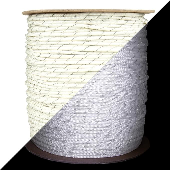 Reflective 550lb Paracord – 7 Strand Type III Nylon Parachute Cord for Hiking, Camping, and Fishing – 30+ Colors and 6 Length Options