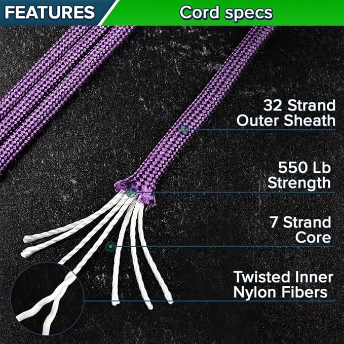 Paracord Planet 550 Paracord – 200+ Colors – Hanks from 10-100 Feet and Spools of 1000 Feet – Great Multi-Use Cord!