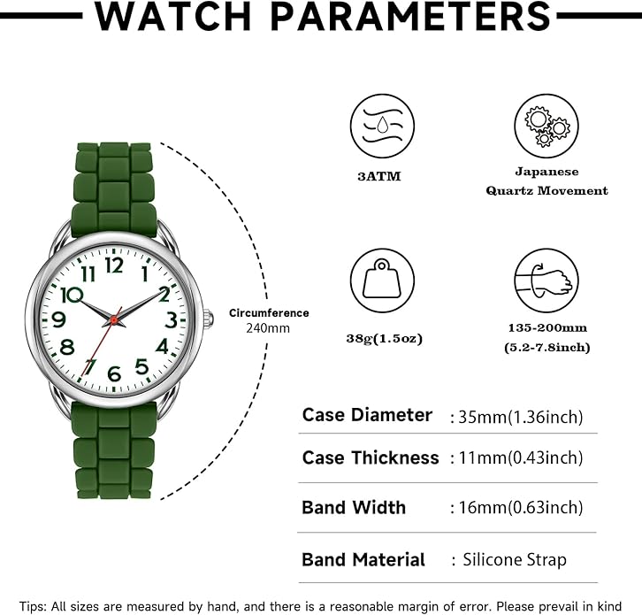 35MM Women's Watch Big Face Easy Reader Water Proof