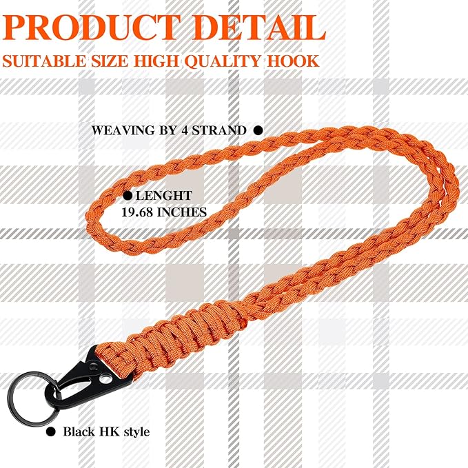 Frienda 2 Set Heavy Duty Paracord Lanyard Necklace Whistles Strap Braided 550 Keychain Lanyard for Outdoor Activities Camera