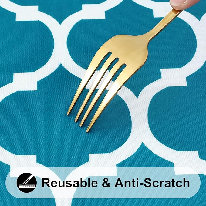 Smiry Rectangle Picnic Table Cover, Waterproof Elastic Fitted Camping Tablecloths for 8 Foot Tables, Wipeable Flannel Backed Vinyl Tablecloth Protector for Indoor, Outdoor (Turquoise, 36x96 Inches)