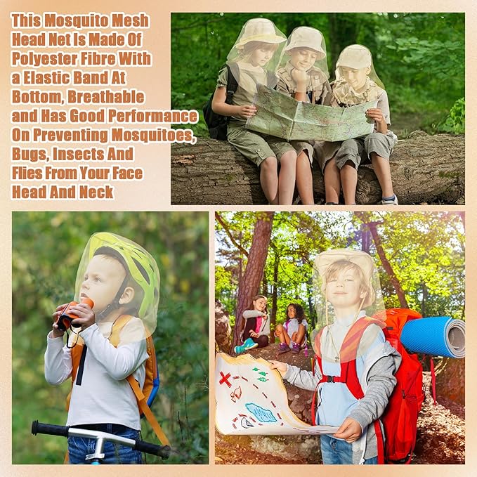 HESTYA 4 Pack Mosquito Net Mesh for Head Face Neck Fly Netting Hood from Bugs Gnats No See Net with Carry Bags for Outdoor