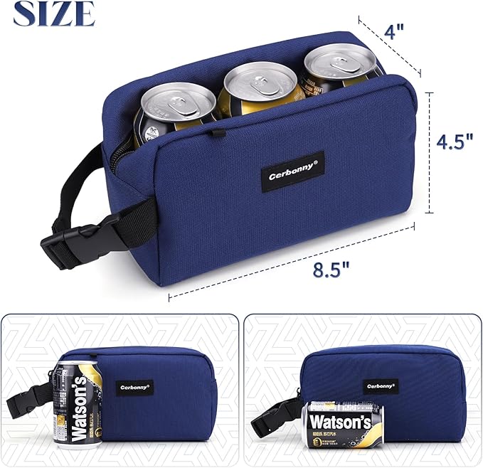 Cerbonny Small Cooler Bag Freezable Lunch Bag for Work School Travel,Small Lunch Bag,Small Insulated Bag For Adults/Kids,Freezer Lunch Bags,Mini Lunch Bag Fit For Yogurt(Navy Blue-1)