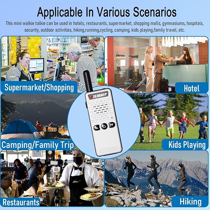 T-M2 Super Mini Walkie Talkie for Adult Kids,Rechargeable Portable FM Transceiver,Small Two Way Radio for Supermarket,Hotel,Outdoor Sport,Hiking,Camping,Indoor,Family Trip,White 1 Pack