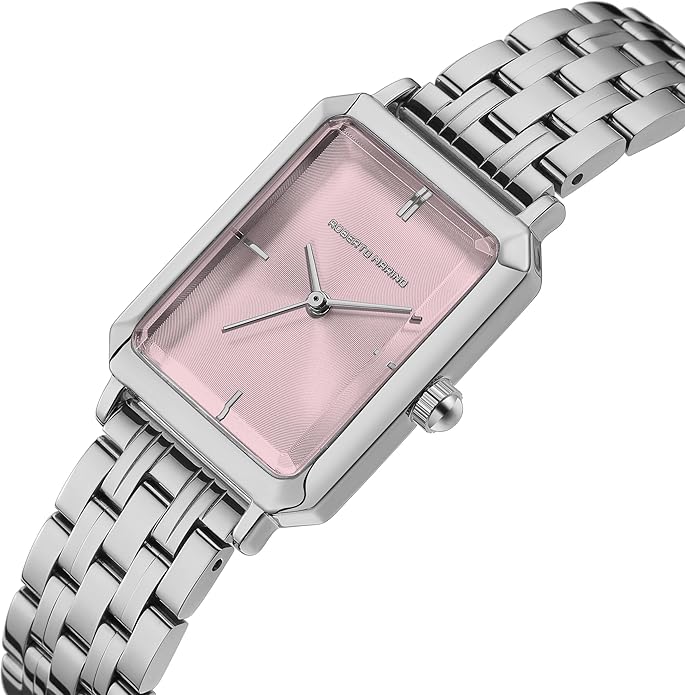 Roberto Marino RM1982 Women’s Luxury Watch Rectangular Gold – Japanese Quartz Movement, Vintage Stainless Steel Design, Silver Dial, Elegant Dress Timepiece, 3ATM Water Resistant – Reloj para Mujer