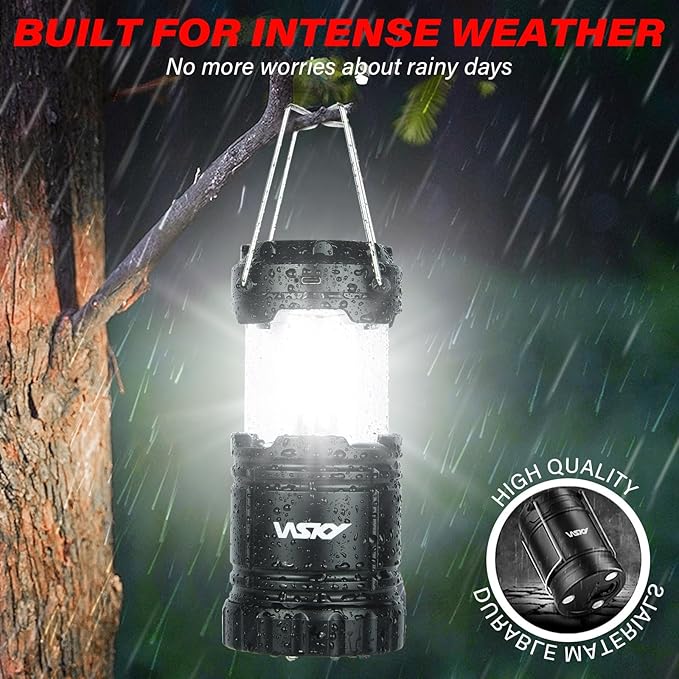 Wsky Solar Camping Lantern 4-Pack - Rechargeable LED Lights, Magnetic Base & Foldable Hanging Hook- Collapsible Lamp Battery Powered Perfect for Power Outages, Hiking, Campsites, Emergencies